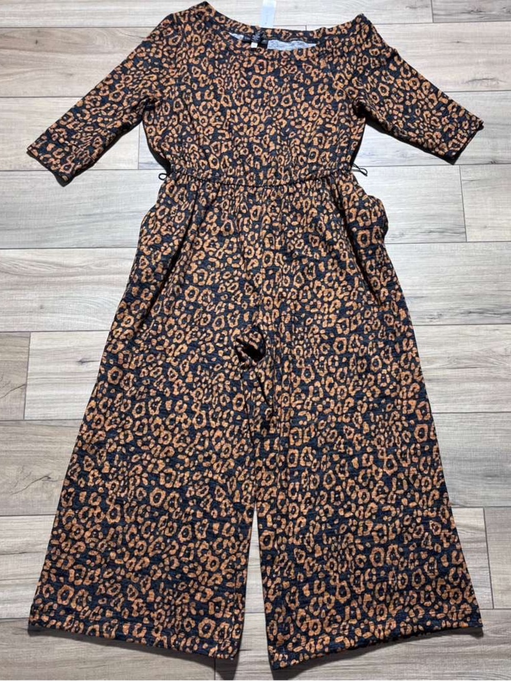 Lane Bryant Womens One-Shoulder Hacci Leopard‎ Print Jumpsuit 14/16 Black Orange